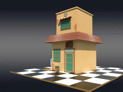 Cartoonish House Building Free low-poly 3D model
