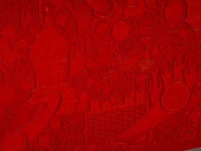 Russian ornament geometric tile decoration red 3D model