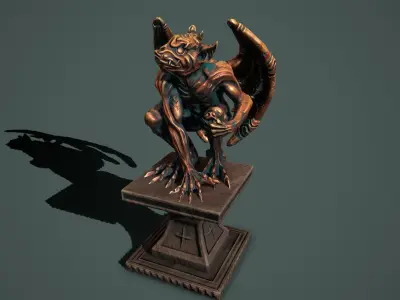 Statue gargoyle Low-poly 3D model