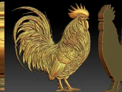 2 rooster CNC Relief Model 3D print model