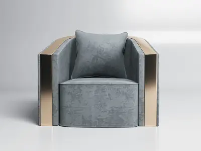 Collection 3D Brass Grey  Red Modern Seating Set Armchairs-Sofas 3D model