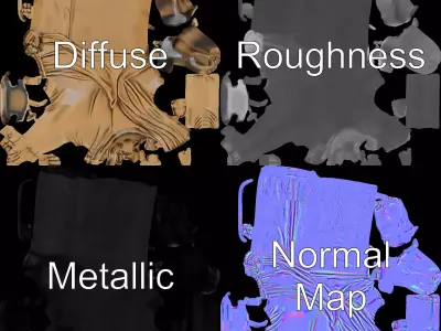 Bronze Monk Statue model pack Low-poly 3D model