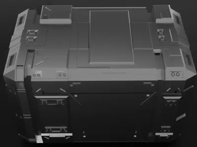 metal silver sci fi cargo box Free low-poly 3D model
