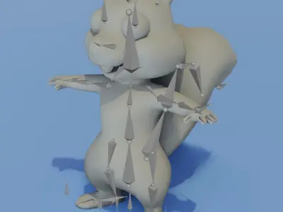 Cartoon Squirrel Rigged Base Mesh 3D Model Low-poly 3D model
