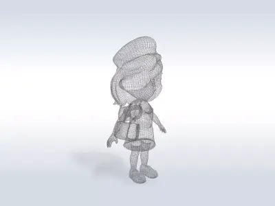 3D Cartoon character t pose sport girl gym Low poly 3D model 3D model buy