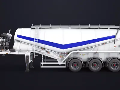 Cement Mixer and Trailer Rigged All PBR Unity UE Textures 3D Model Pack