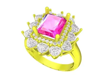 7388 luxury korean style diamond women ring 3D print model