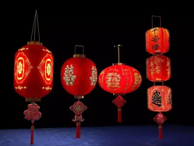 Chinese red lantern  3D model 41