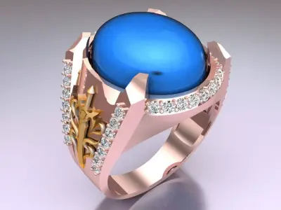 Oval stone ring - Mens Rings - N3857 3D print model