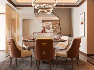 Modern Chinese family restaurant 3D model