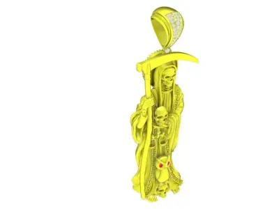 A00 Gothic Grim Reaper Skeleton Pendant Jewelry 3D Model 3D print model