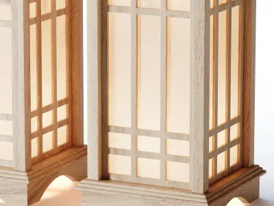 Japanese Style Wood Table Floor Lamp 3D model