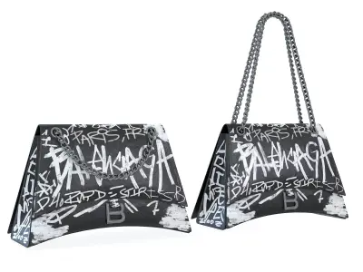 Balenciaga Crush Medium Chain Bag Graffiti Low-poly 3D model