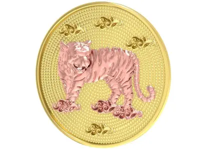 Luxury Tiger Zodiac 3D Coin Pendant  3325 3D print model