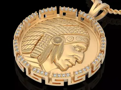 Indian pendant  gold printable jewelry 3D print model