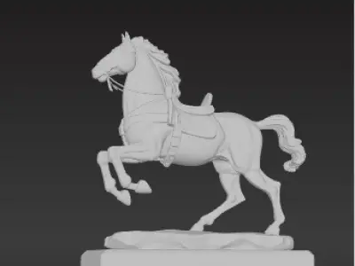 War Horse Statue  Dynamic Bronze Monument Low-poly 3D model