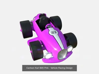 10 Cartoon Karts Pink Collection - Vehicle Racing Design 3D Model Pack