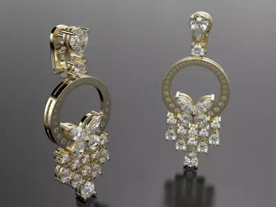 Earrings with different stones 3D print model