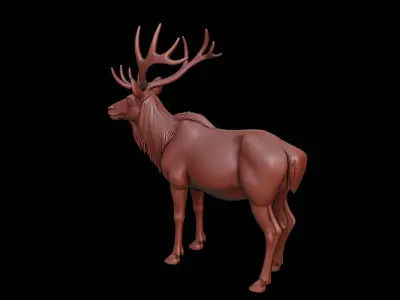 Elk Animal Sculpture 3D print model