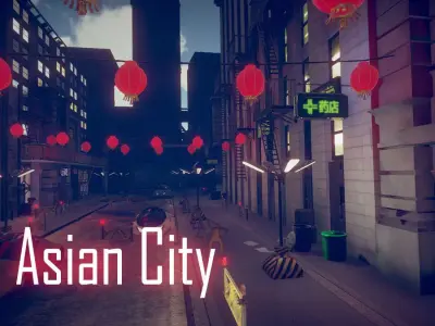 Asian City Low-poly 3D model