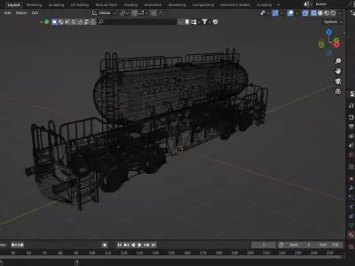 Diesel Cargo Train Tanker Bogie Low-poly 3D model