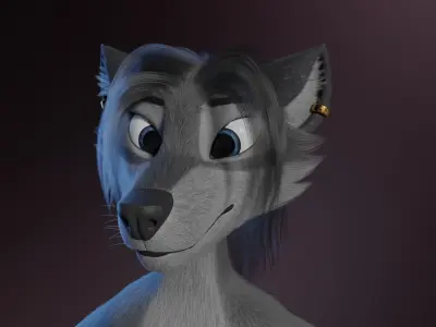 Claire Anthro Wolf 3D model