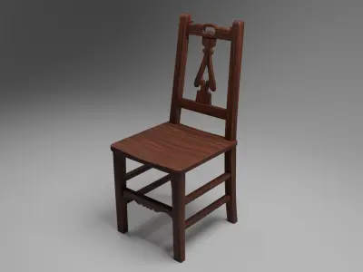 Wooden Chair Low-poly 3D model