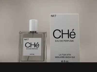 Perfume bottle and packaging  3D model