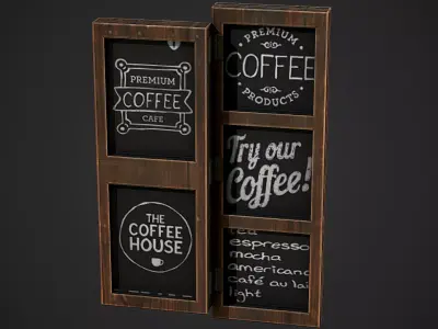 Wall Cafe Board 01 Low Poly Mobile Ready Low-poly 3D model