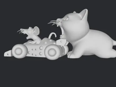 cheese f1 car mouse and cat 3D print model