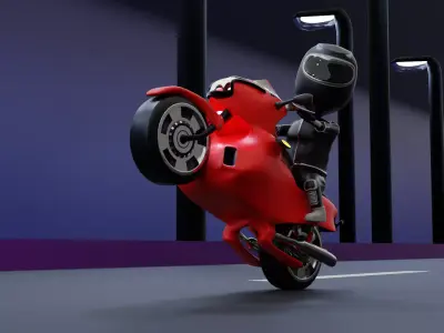 Chibi Biker Low-poly 3D model