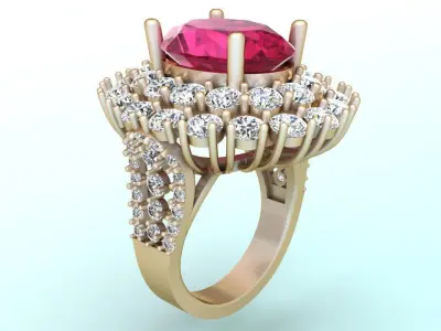 Gemstone rings - Oval stone ring - Diamond rings - N3687 3D print model