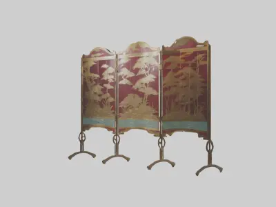 Decorative folding screen model Low-poly 3D model
