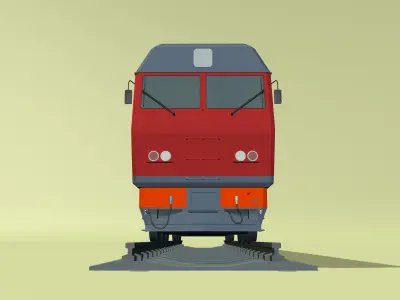 3d model of a diesel locomotive with wagons 3D model