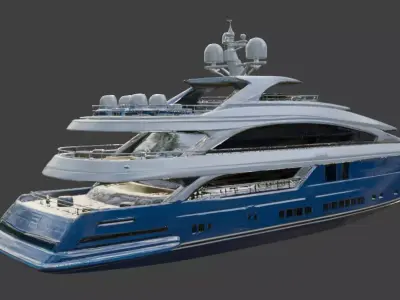 Luxury Ocean Blue Sport Yacht 3D Model 3D model