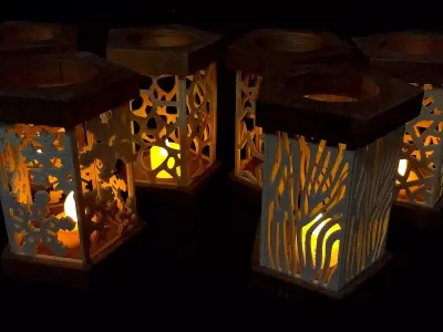 Lantern for tealight with 15 different pattern 3D model