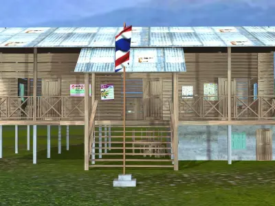 old school wooden school 3D model
