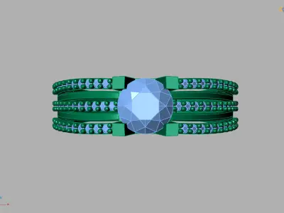 STL 3DM Print Ready Women Diamond Ring Lightweight Printable  3D print model 73