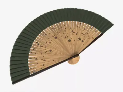 Japanese Bamboo Folding Hand Fan 3D model