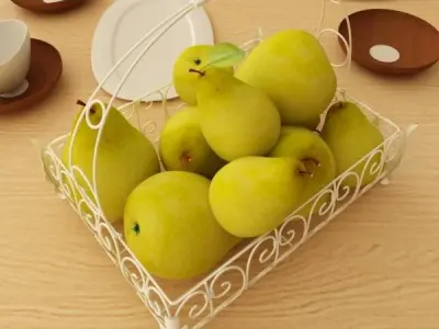 Pears in Metal Basket 3D model