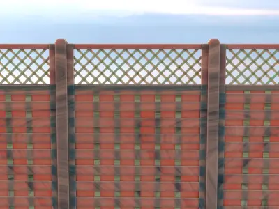 Wooden Garden Fence Free low-poly 3D model