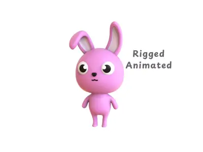 Cartoon Rabbit Little Cute - Rigged  Low-poly 3D model