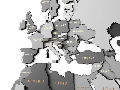 Wooden panel - world map GRAY 3D model