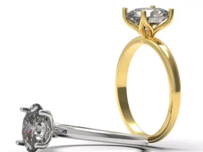 Oval Diamond Engagement Ring 3D print model