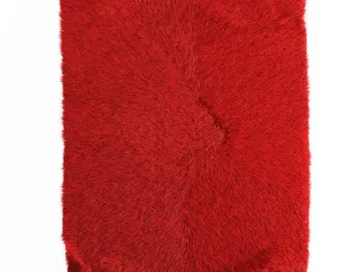 Red Angora Fur Rug 3D model