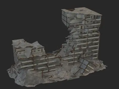 destroyed building Low-poly 3D model