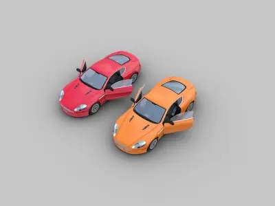 Aston Martin db9 Low-poly with interior Low-poly 3D model
