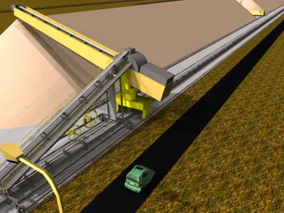 Cement Plant - Limestone Stockpile Stacker Reclaimer Free 3D model