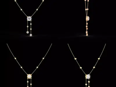 Luxury Diamond Drop Necklace CAD Design 3DM STL File 3D print model