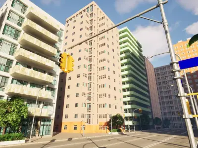 City Downtown Skyscraper Street - Unreal - Lot 10 Low-poly 3D model
